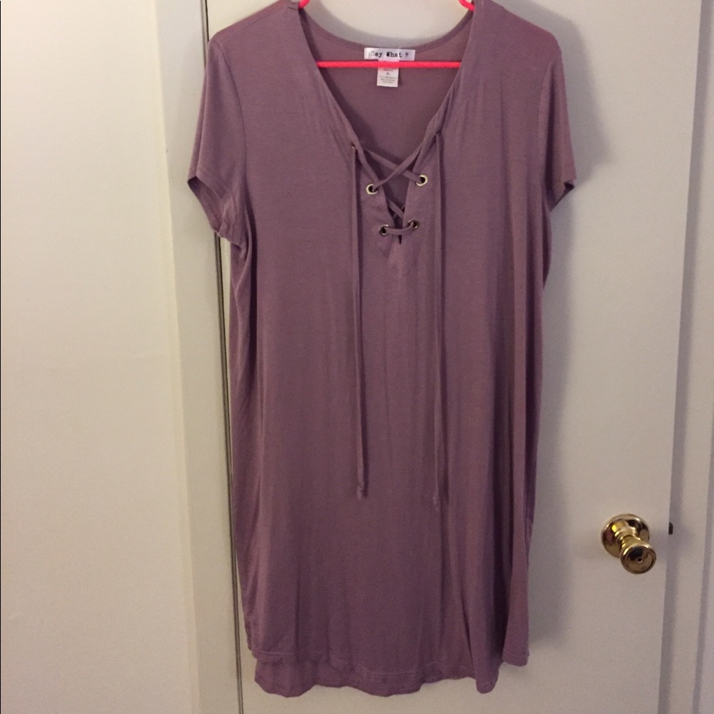 Lace up t-shirt dress